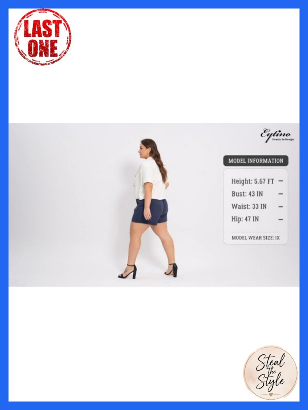 Plus Size Cotton High Rise Drawstring Shorts with Pockets - Picture 6 of 6